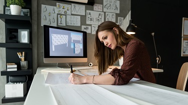 A business woman working from home