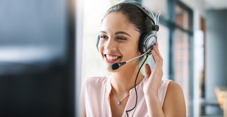 Smiling woman with headset