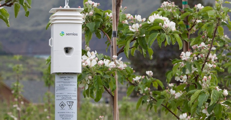 Semios technology out in an orchard field