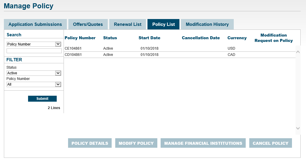 How to view policy details