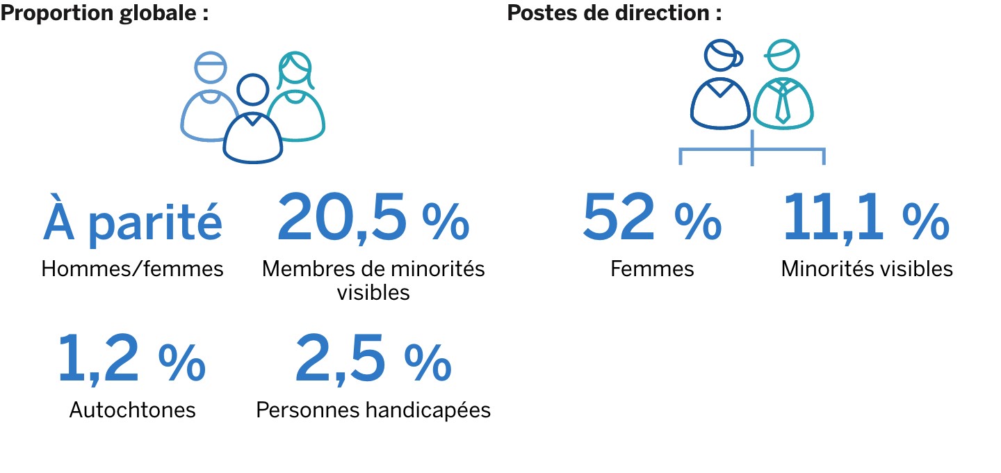 Graphique sur la composition du personnel et de la direction