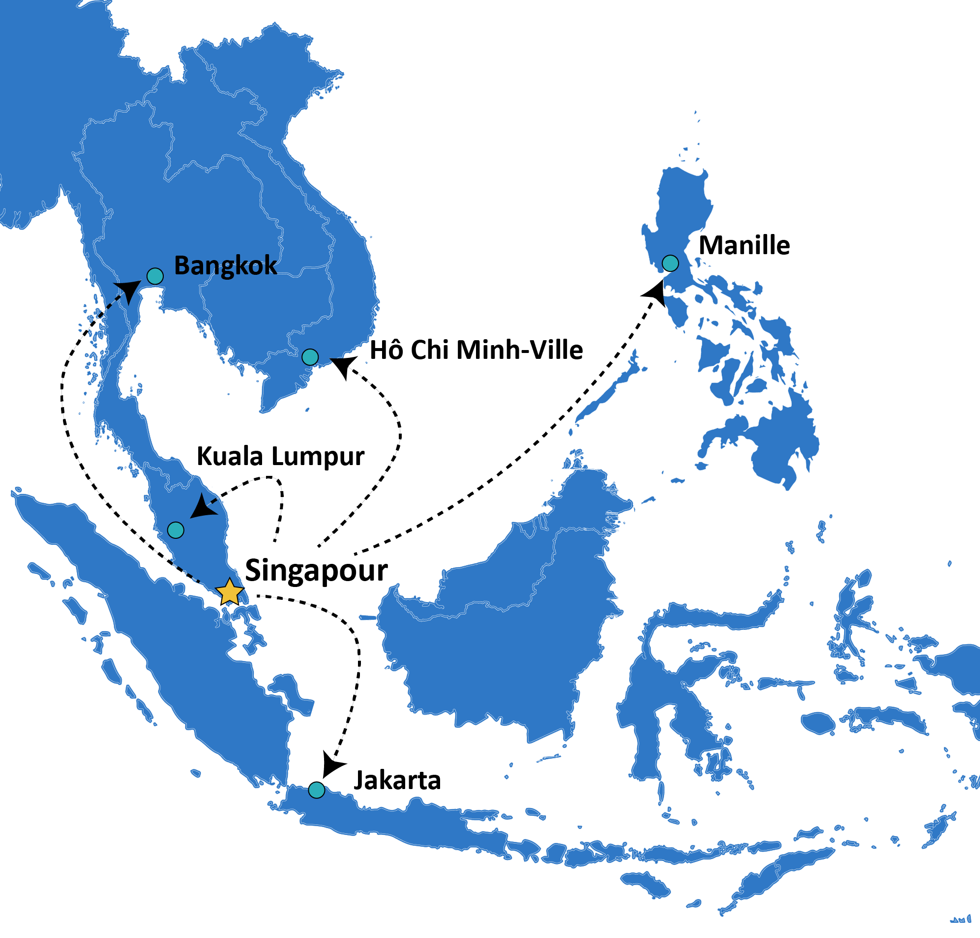Une carte de l'Asie du Sud-Est