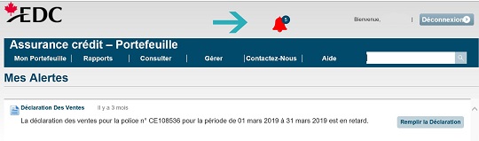 Grâce à la clochette rouge en haut d’écran, vous pouvez facilement donner suite aux tâches et alertes liées à votre police