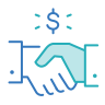 Handshake below a dollar sign