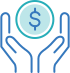 Pair of hands giving a large single dollar coin